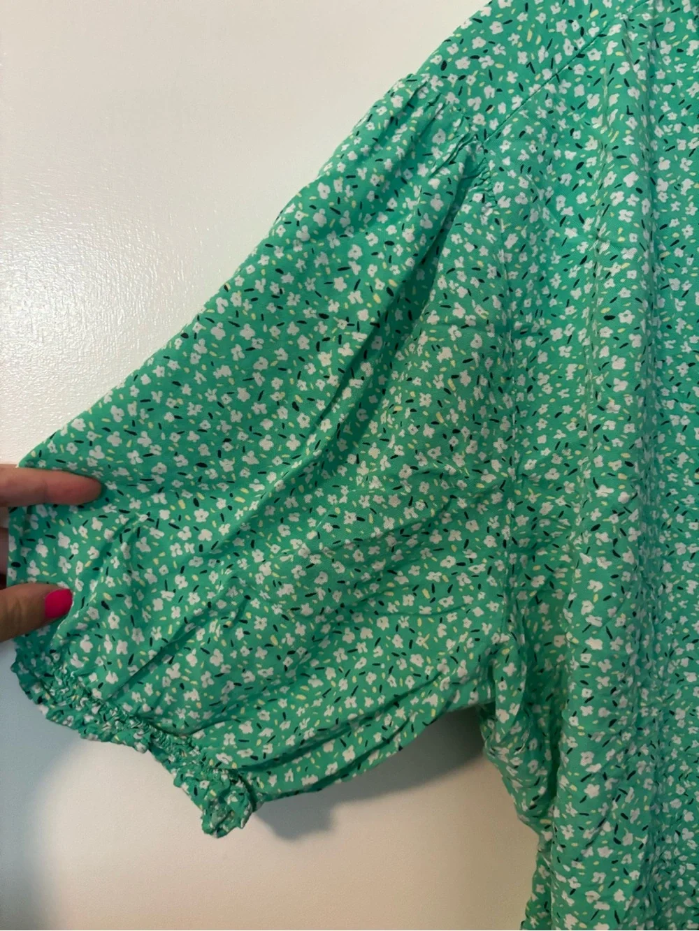 Cottagecore Coquette Fairycore Lightweight Green Floral Wrap Top XL